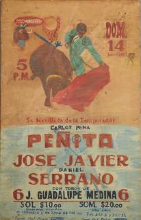 Appraisal: Mexican School Bullfight Poster oil on c Mexican School Bullfight