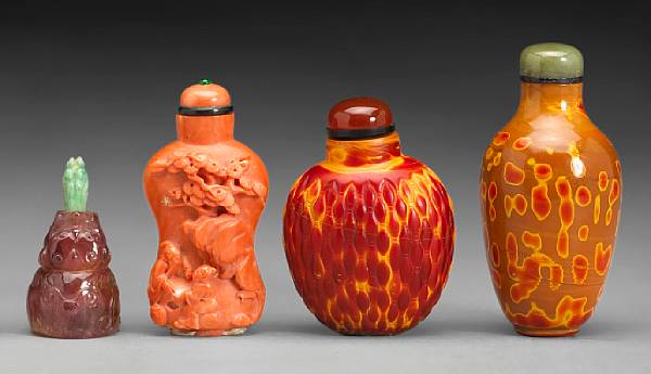 Appraisal: A group of four snuff bottles The first a glass