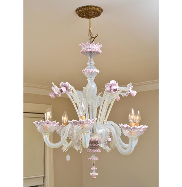 Appraisal: A MURANO GLASS SIX BRANCH CHANDELIER IN COLOURED GLASS CM