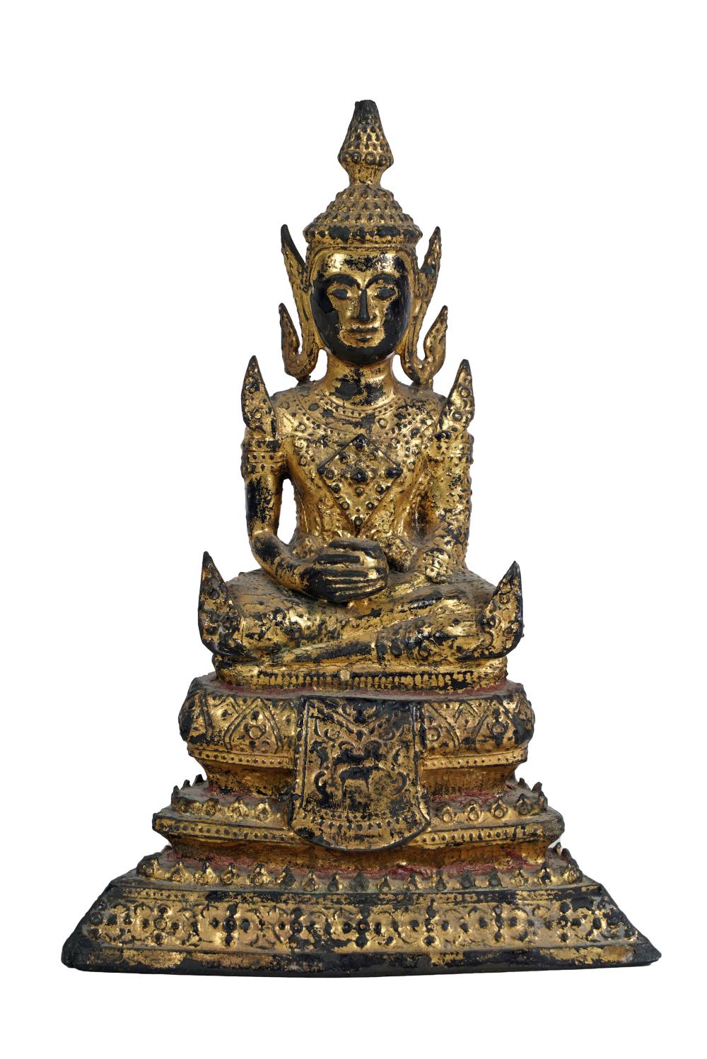 Appraisal: SOUTHEAST ASIAN GILT IRON BUDDHACondition wear to surfaces inches wide