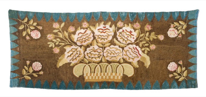 Appraisal: RARE NEW ENGLAND REED STITCH YARN SEWN RUG CIRCA -