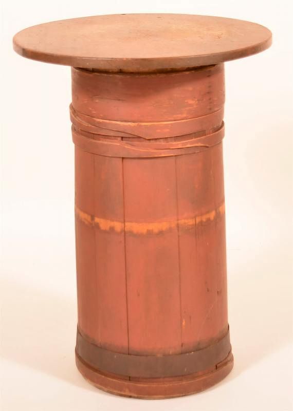 Appraisal: Red Painted Butter Churn Base Stand th Century Red Painted