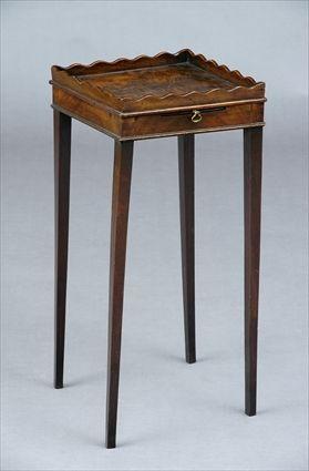 Appraisal: GEORGE III MAHOGANY KETTLE STAND The well-figured mahogany top with