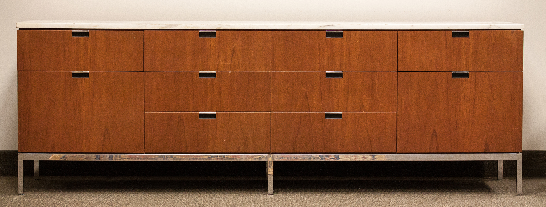 Appraisal: Florence Knoll Marble Top Credenza Mahogany chrome