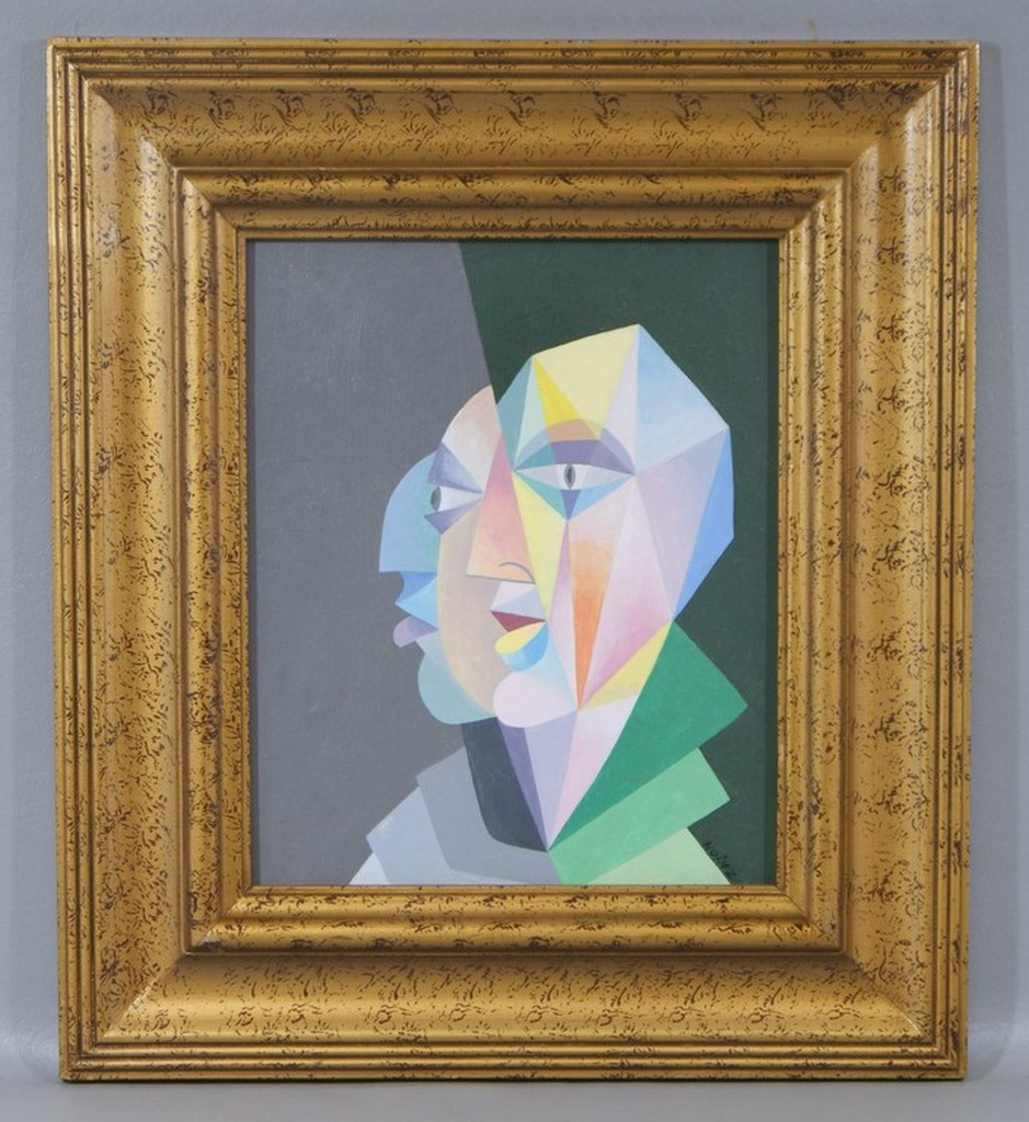 Appraisal: Seymour Zayon American b acrylic on canvas board Cubist Portrait