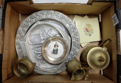 Appraisal: A mixed collection of items including decoraated metal plates with