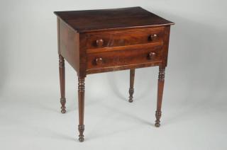 Appraisal: Fine Sheraton Mahogany Two Drawer Side Table Fine Sheraton mahogany