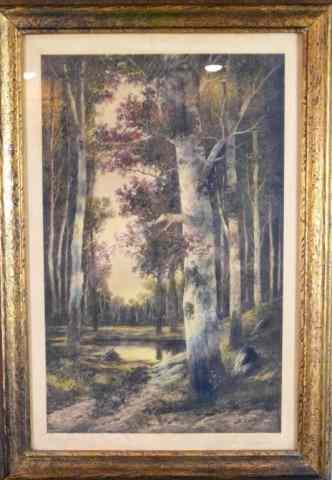 Appraisal: B LAMBERT HAND COLORED LITHOGRAPHNicely rendered Ardennes forest landscape with