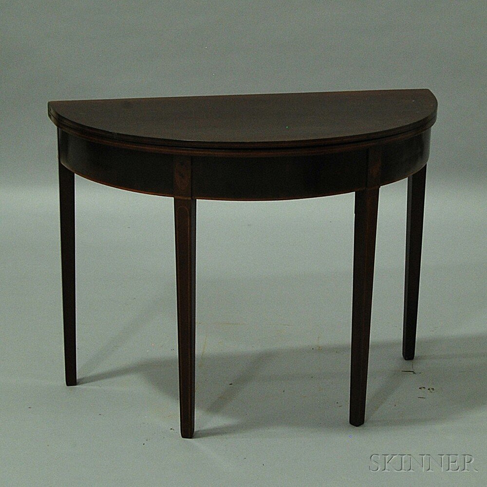 Appraisal: Federal Inlaid Mahogany Demilune Card Table Massachusetts early th century