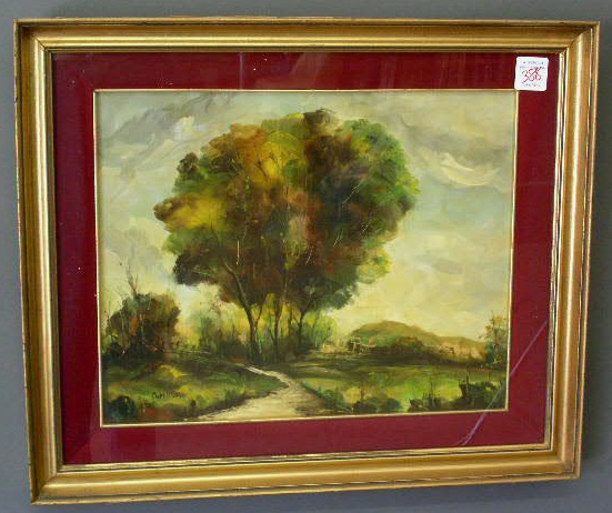 Appraisal: Oil on canvas painting of a summer landscape with a