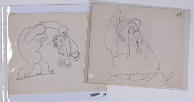 Appraisal: Two Gorilla Hunt Original Production Drawings from the UB Iwerks