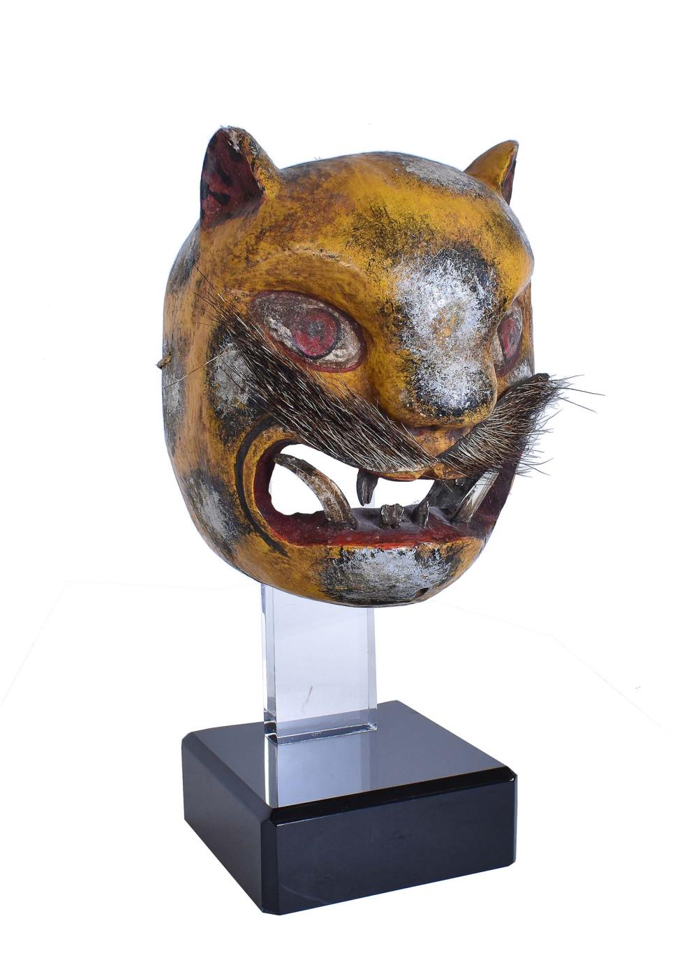 Appraisal: SOUTHEAST ASIAN PAINTED WOOD LEOPARD MASKFirst Half th Century With