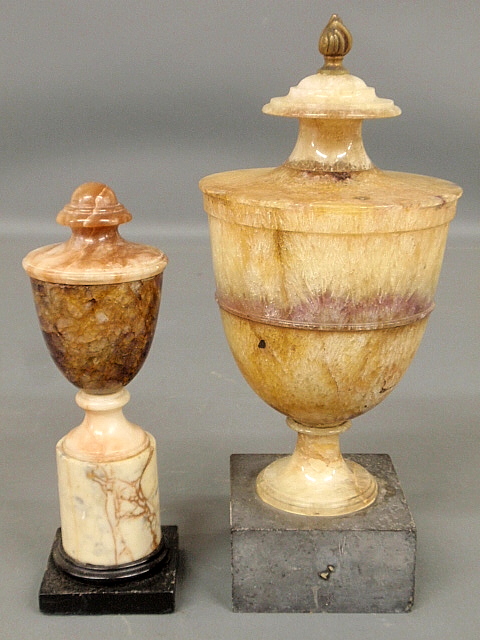 Appraisal: - Two carved marble urns probably th c French the