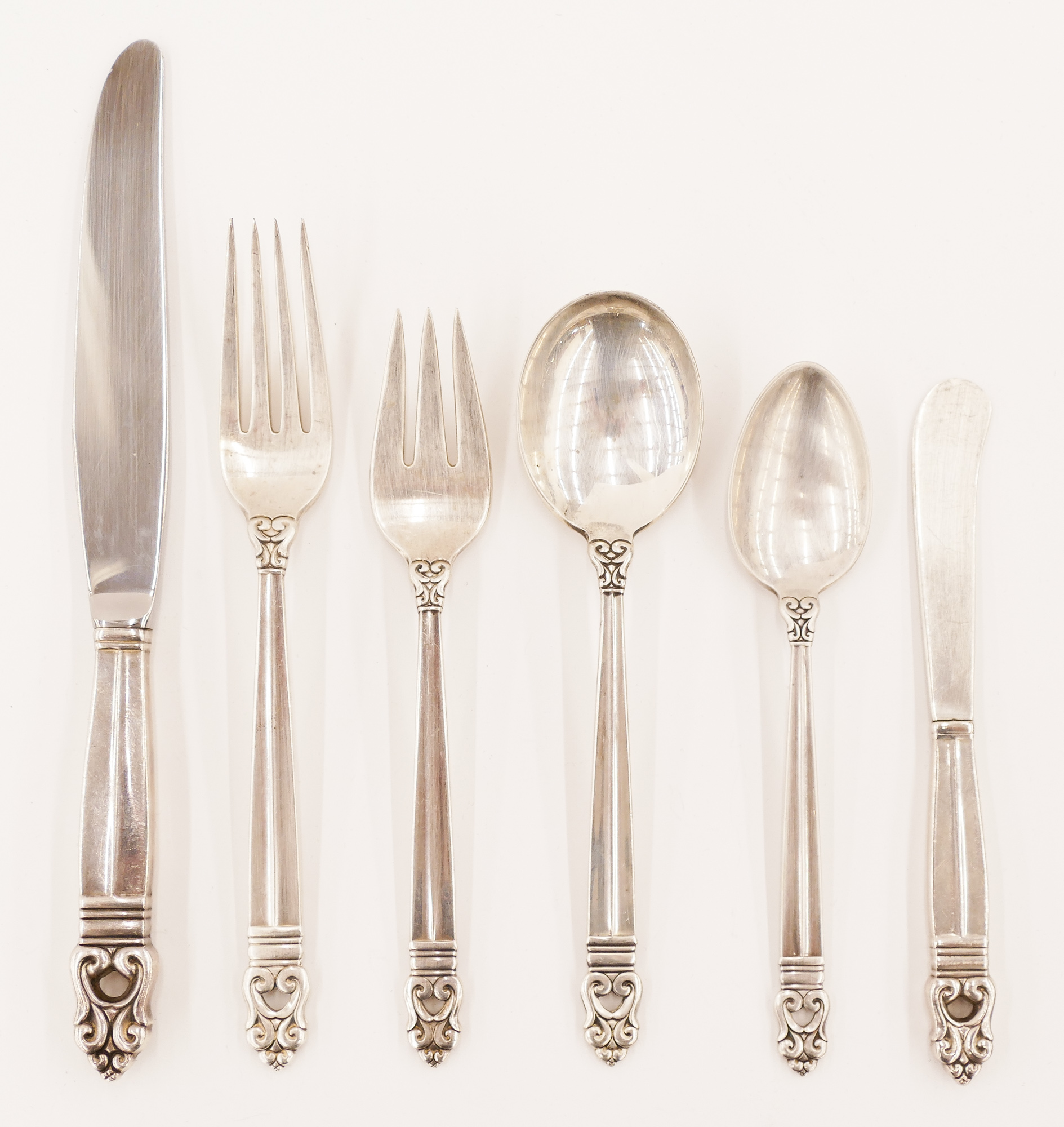 Appraisal: pc International ''Royal Danish'' Sterling Flatware Includes a near complete