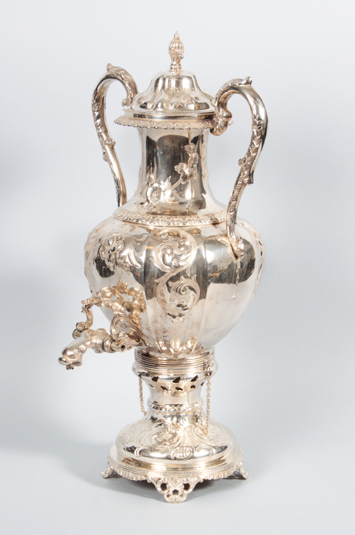 Appraisal: American coin silver hot water urn on stand S P