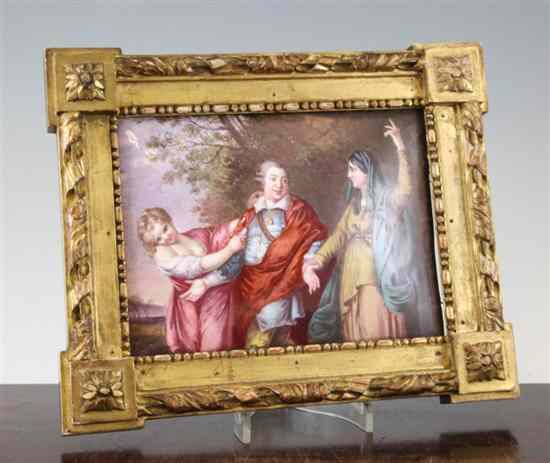 Appraisal: A th century French enamel plaque decorated with three figures