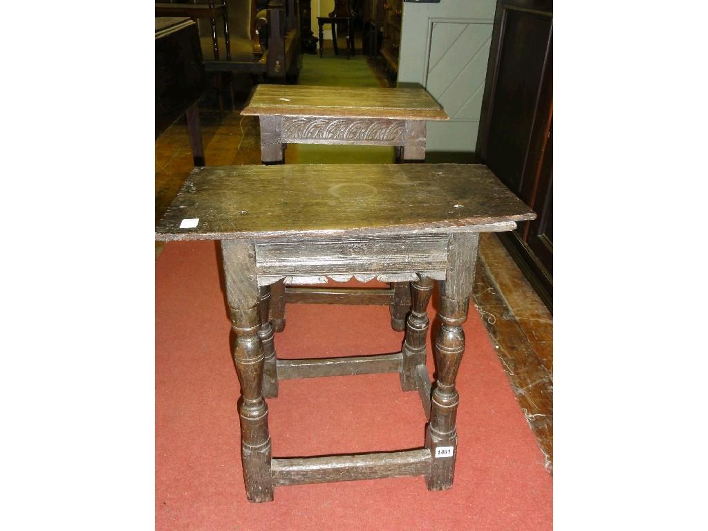 Appraisal: A th century and later oak joint stool with panelled