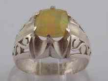 Appraisal: A white metal tests silver opal ring the opal measuring