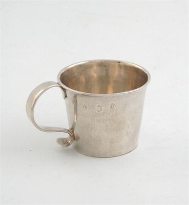 Appraisal: A small Queen Anne dram cup plain with a scroll