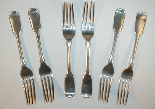 Appraisal: Six Victorian fiddle pattern dessert forks various marks ozs