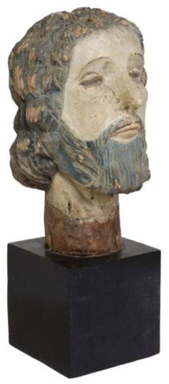 Appraisal: Carved wood santo figure Head of Christ th c on