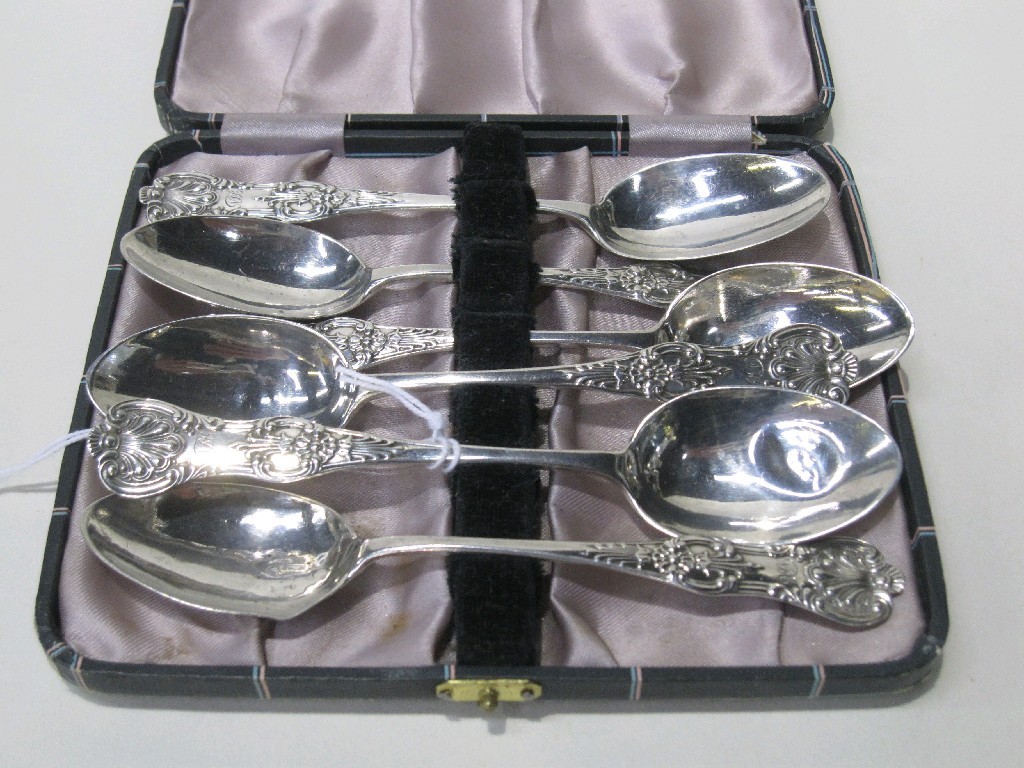 Appraisal: Cased set of six Victorian silver teaspoons Glasgow