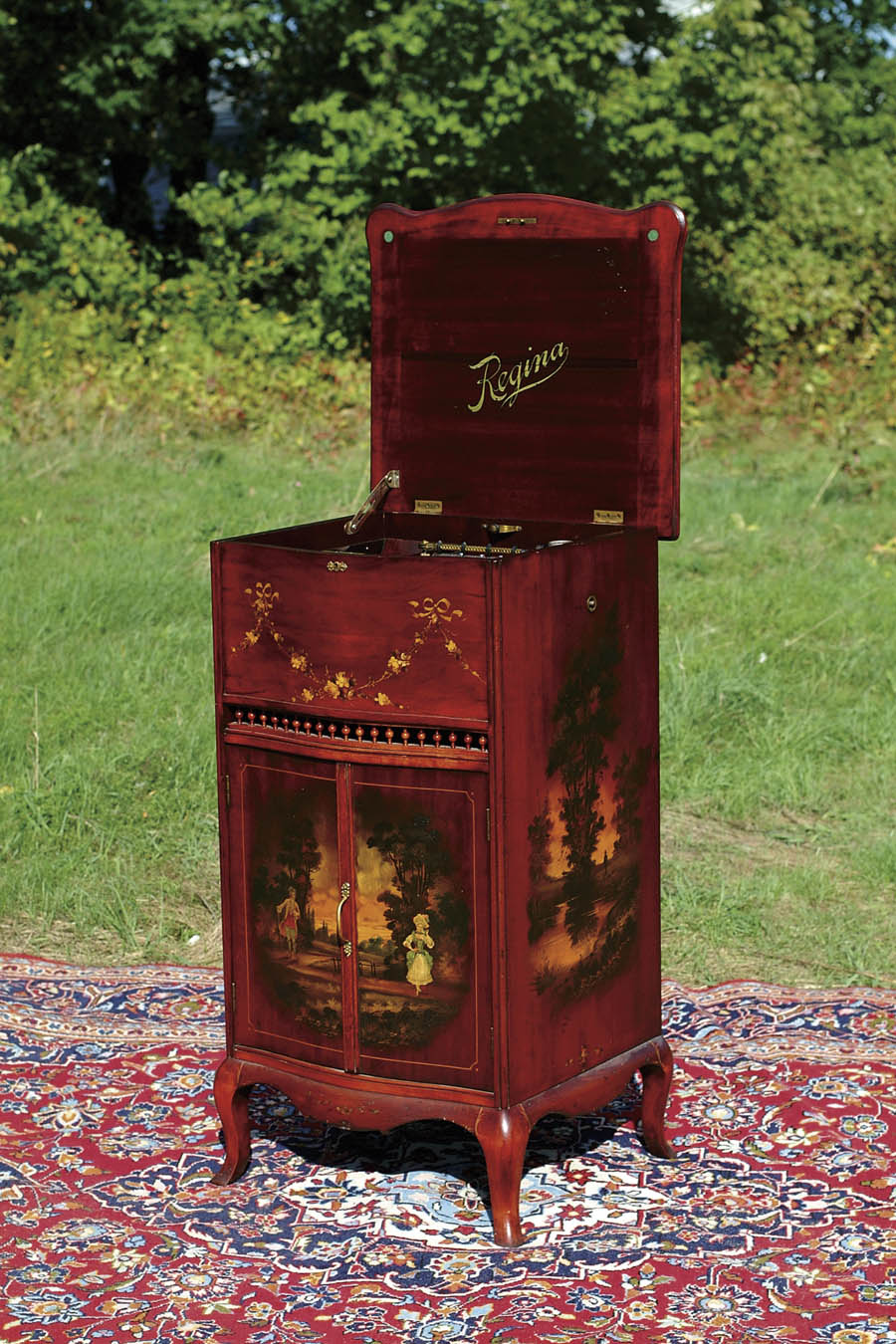 Appraisal: REGINAPHONE STYLE Outstanding disc console box with phonograph attachment allowing