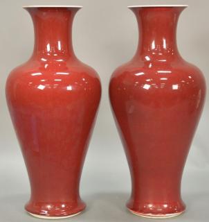 Appraisal: Pair of Chinese Sang de Boeuf porcelain vases in baluster