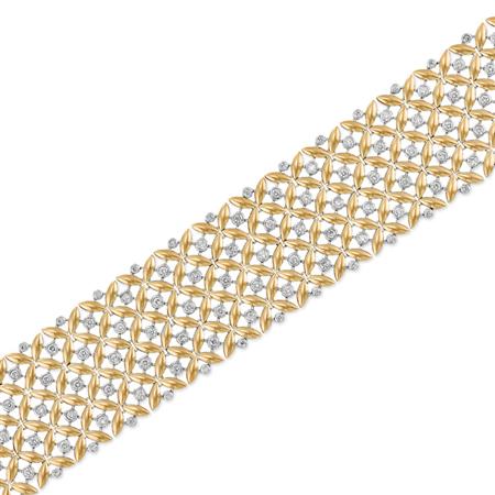 Appraisal: Wide Two-Color Gold and Diamond Bracelet Estimate -