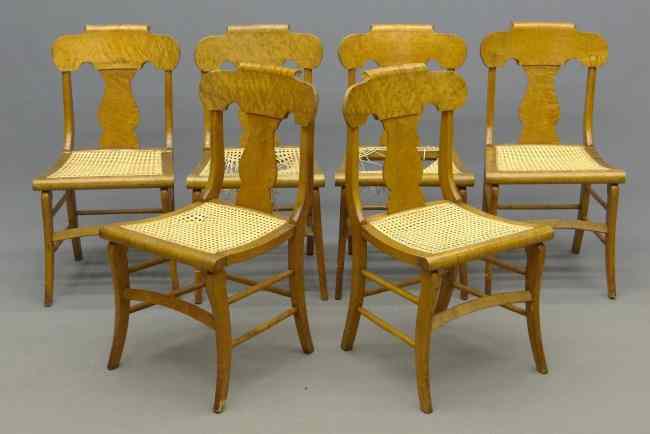 Appraisal: Set of th c cane seat birdseye maple chairs ''