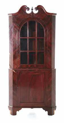 Appraisal: Chippendale style mahogany corner cupboard mid- th century broken arch