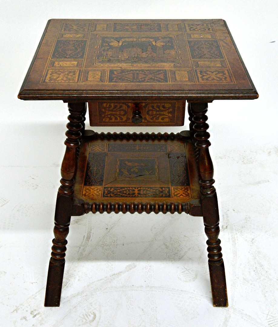 Appraisal: A th century Baltic inlaid square two tier occasional table