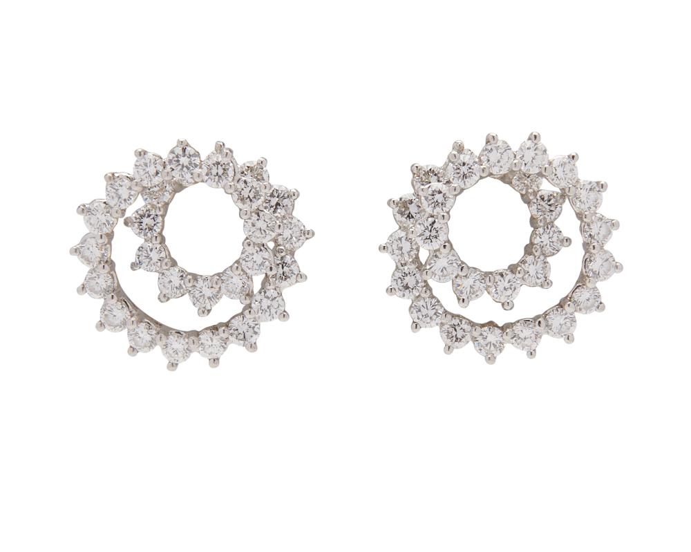 Appraisal: TIFFANY CO ANGELA CUMMINGS Platinum and Diamond Earclips the spiral-form