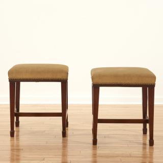 Appraisal: Pair George III suede tacked mahogany stools Pair George III