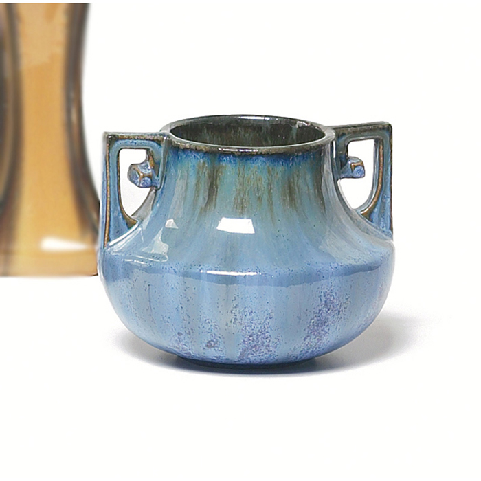 Appraisal: Fulper vase double handled form covered in a blue and