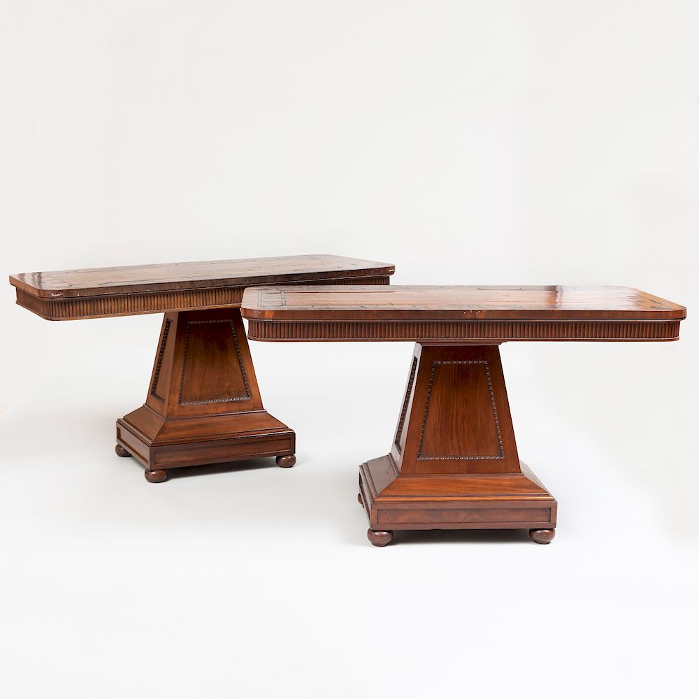 Appraisal: Pair of William IV Ebony Inlaid Mahogany Side Tables x