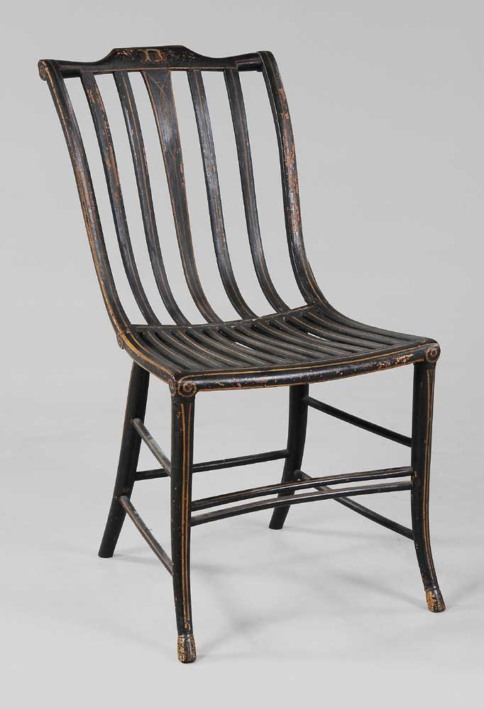 Appraisal: American Federal Paint-Decorated Bentwood Side Chair Samuel Gragg Boston first