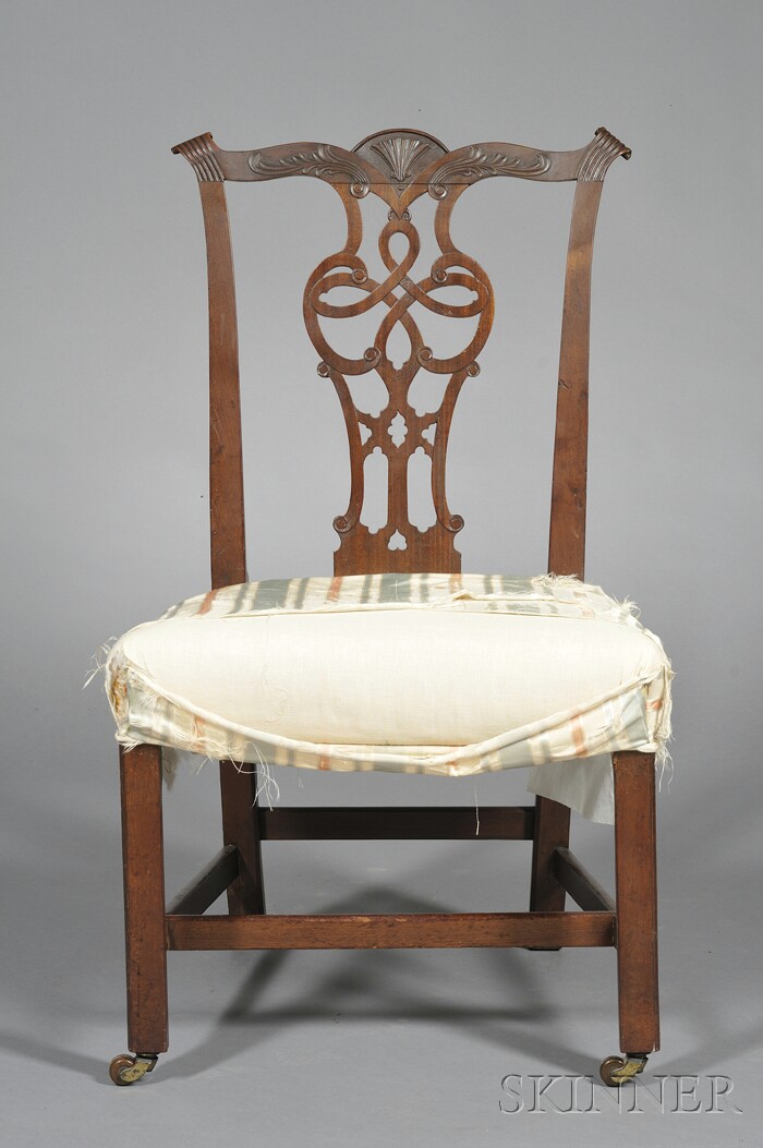 Appraisal: Chippendale Mahogany Carved Side Chair possibly Boston late th century