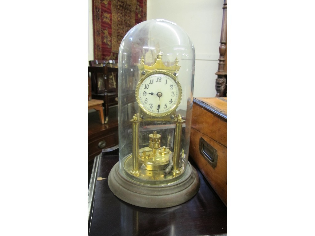 Appraisal: Brass mantel clock in glass dome