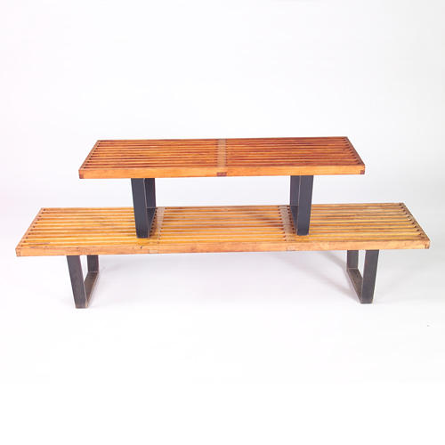 Appraisal: GEORGE NELSON HERMAN MILLER Two slatted wood benches on ebonized