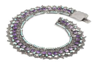 Appraisal: An amethyst turquoise collar Plateria Cecilia Signed Plateria Cecilia Mexico