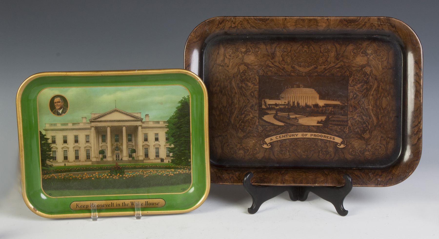 Appraisal: Two Vintage Presidential Trays Keep Roosevelt in the White House