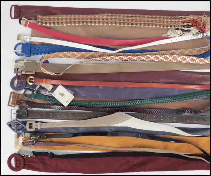 Appraisal: COLLECTION OF LEATHER AND COTTON BELTS Including Calvin Klein Saks