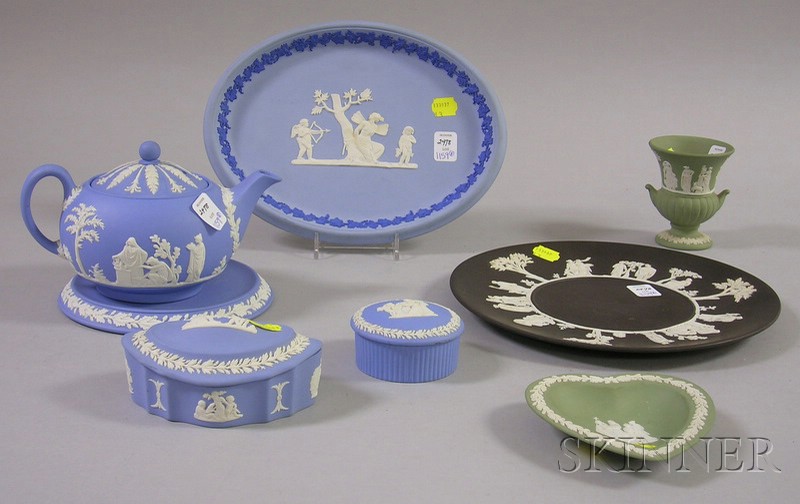 Appraisal: Eight Wedgwood Jasper Items including a light blue teapot and