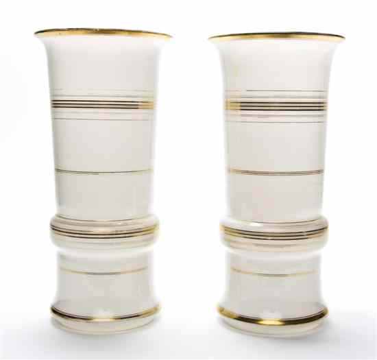 Appraisal: A Pair of Milk Glass Vases each of fluted from