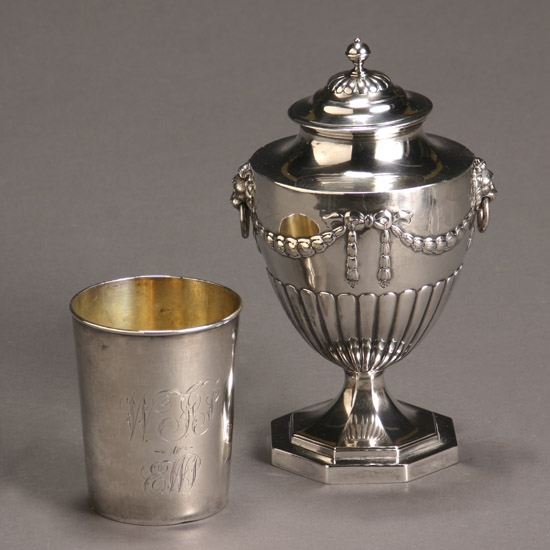 Appraisal: George III Silver Covered Urn and a Beaker The covered