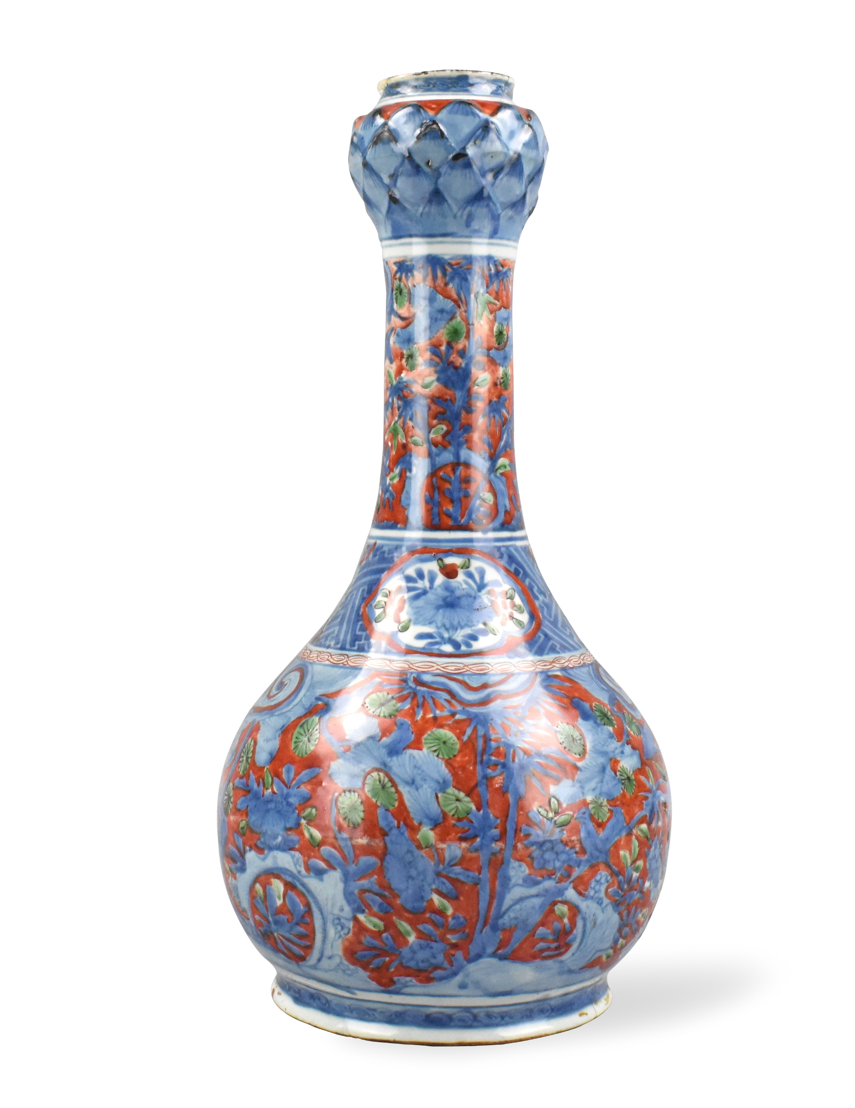 Appraisal: A Chinese iron red blue and white garlic mouth vase