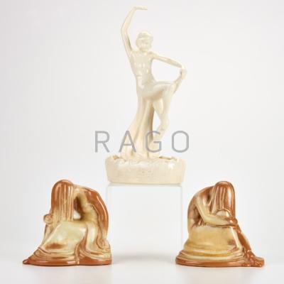 Appraisal: FRANCOMA COWAN Pair of figural book-ends and dancing figure of