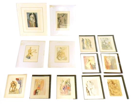 Appraisal: After Salvador Dali Spanish - thirteen lithographs after original watercolors