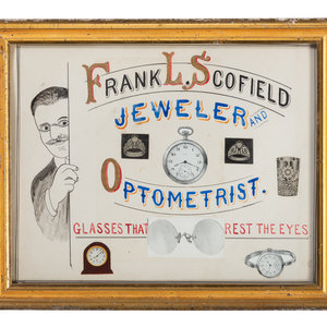 Appraisal: Five Framed Specialty Shop Advertising Hand Colored Prints and Watercolors